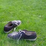 shoes in grass